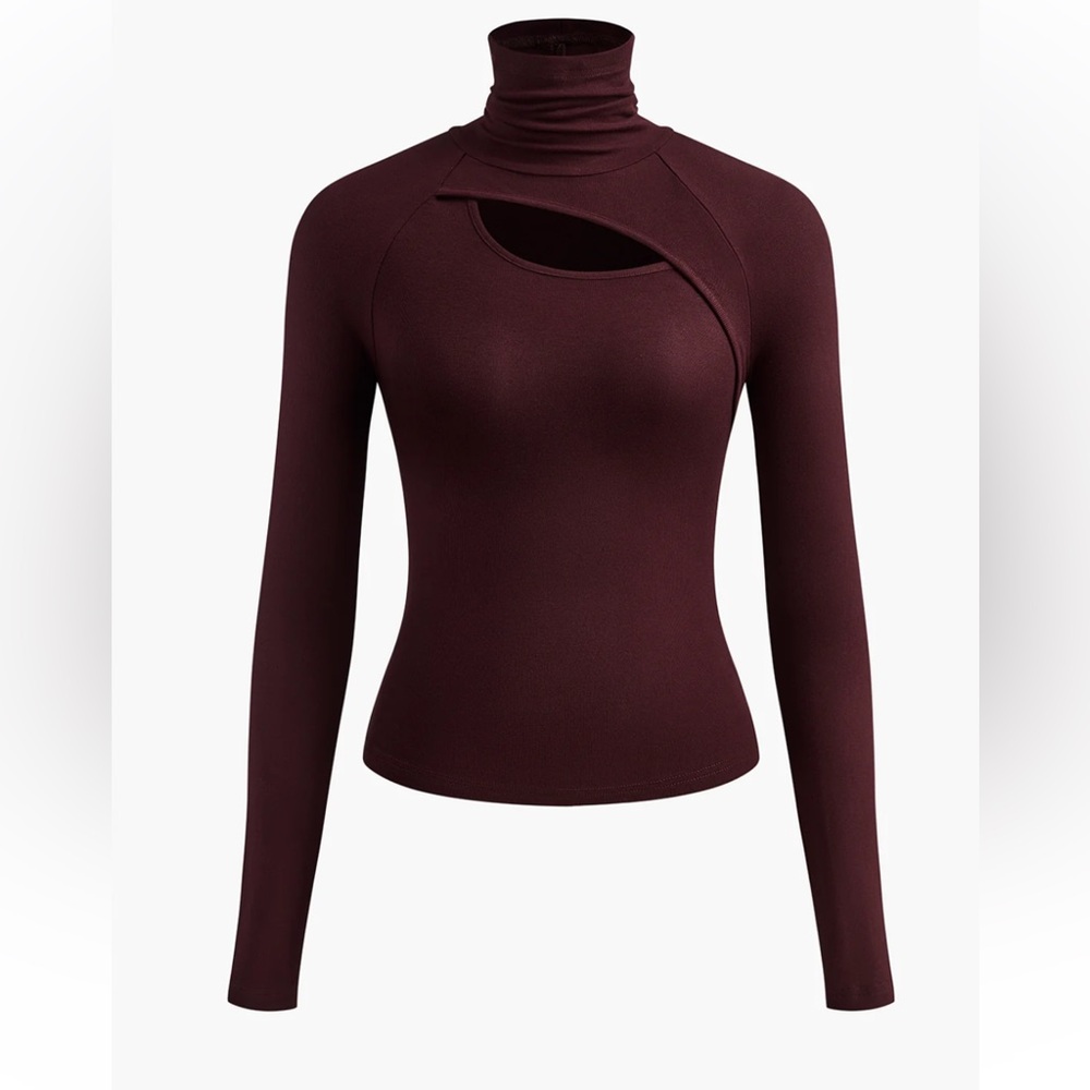 NWT Asymmetrical Burgundy Cut Out Top